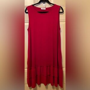 Zenana Sleeveless Ruffle Hem Red Dress Size 1X